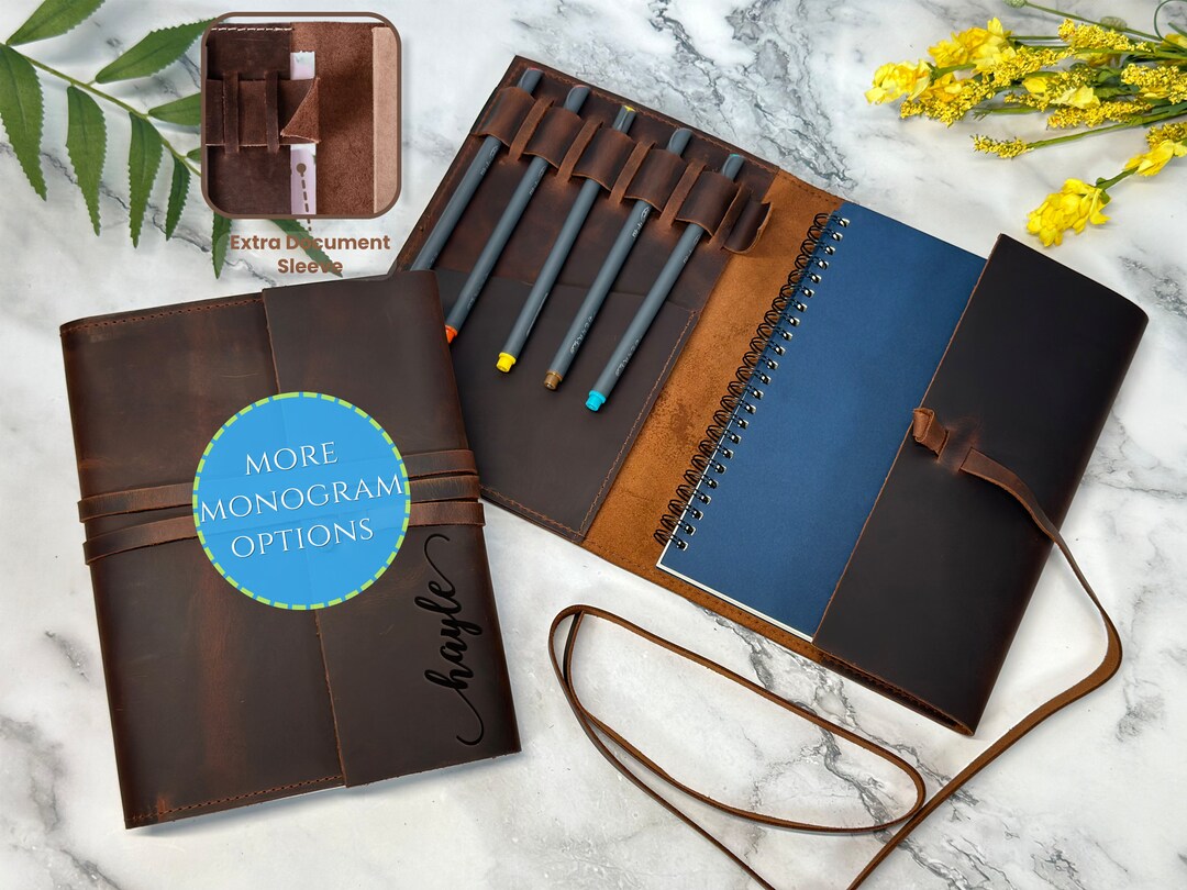 Personalized Leather Sketchbook Binder Personalized Journal for Women