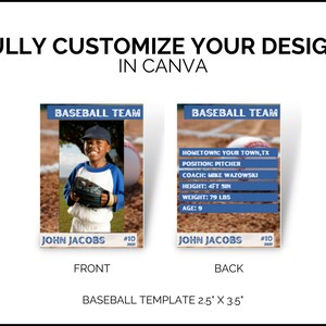Modello personalizzabile per carte collezionabili di giocatori o squadre di baseball per Canva