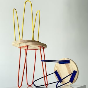 Custom Wooden Stool: Minimalist Hairpin Leg Accent Table