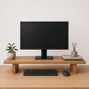 Holz Monitor Ständer, Schreibtisch Riser, Computer Organizer, Minimalistische Büro Einrichtung, Home Workspace