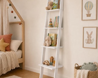 Kids Room Ladder Bookshelf – Space-Saving Toy & Book Storage