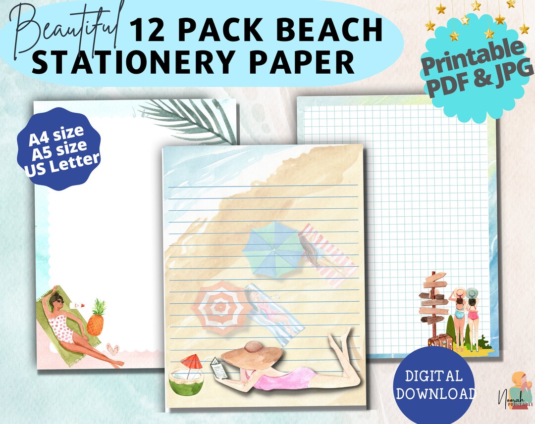 Beach Stationery Paper Pack Instant Download Digital - Etsy