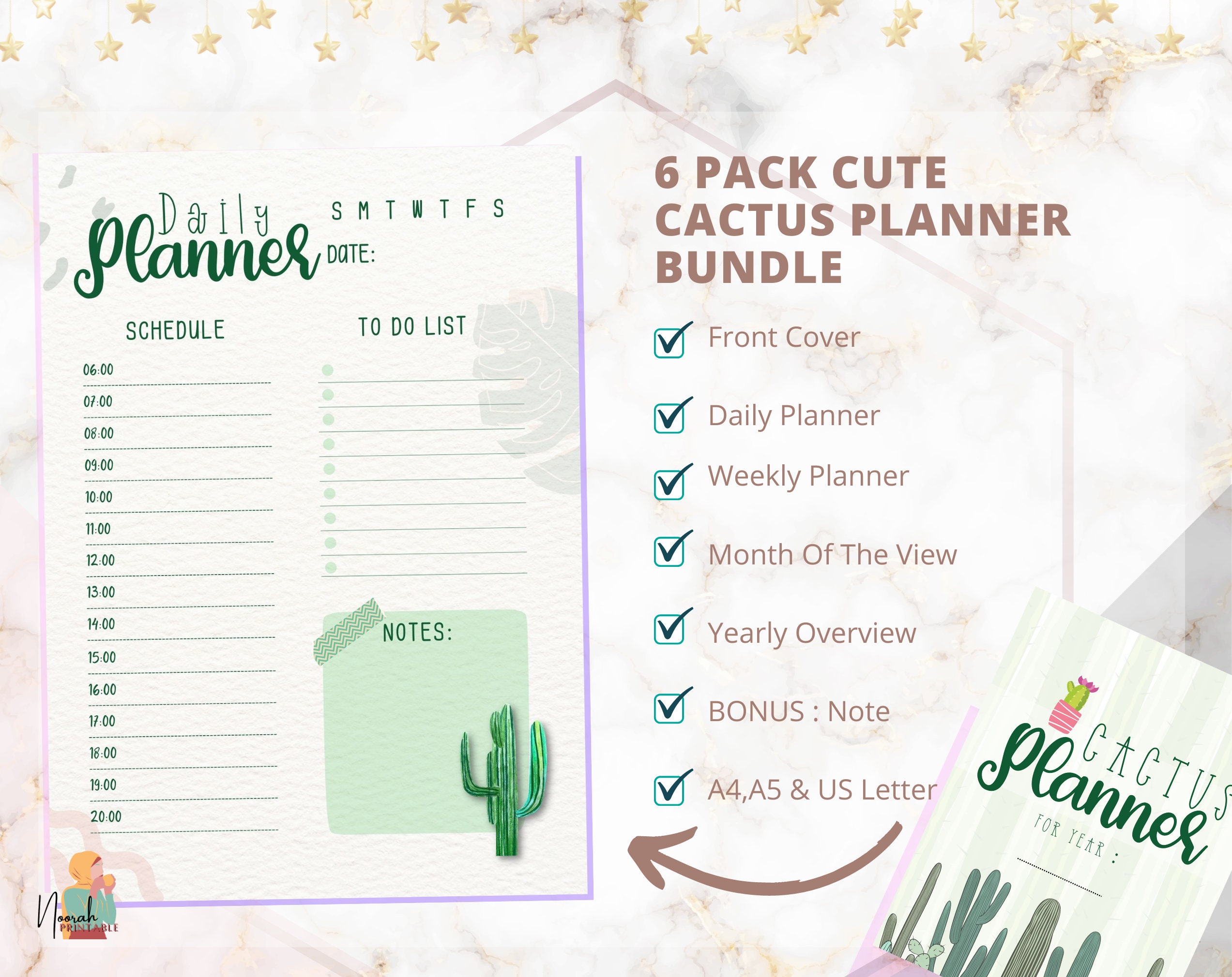Cactus Planner Printable Daily Planner to Do List Daily Etsy UK