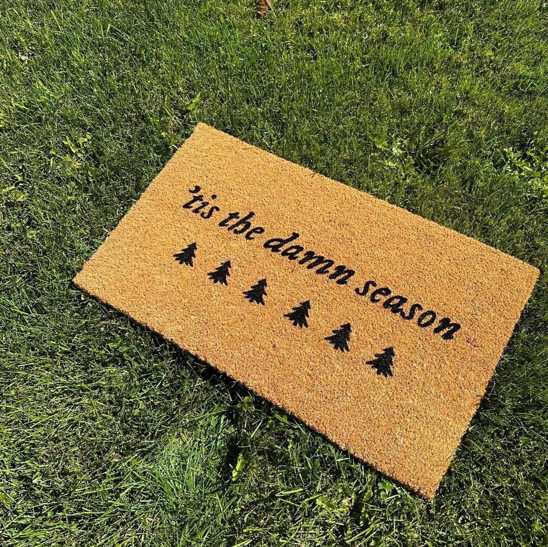 Holiday Coir Doormats Christmas Winter Decorations / Tis the Etsy