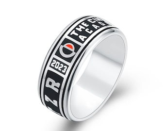 Fully Personalized Sterling Silver College Band Class Ring, High school  or College Graduation Ring -9mm band ring -Jour Nouveau Jewelry