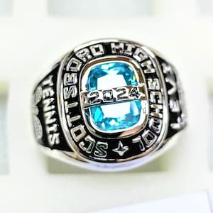 Customized Sterling Silver/10K gold Men&#39;s class ring for high school and college-statement ring, birthstone-Jour Nouveau Jewelry