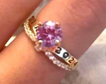 Sterling Silver /10K Gold Customized class ring for women, high school and college graduation rings -Jour Nouveau Jewelry