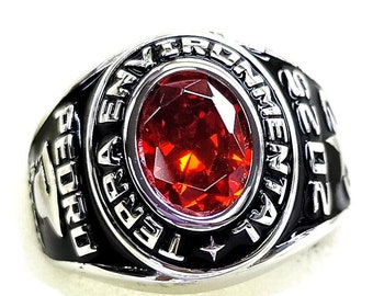 Best Value!Customizable Class Rings for Men High School College-Sterling Silver/10K gold, Birthstone-Jour Nouveau Jewelry Original Design