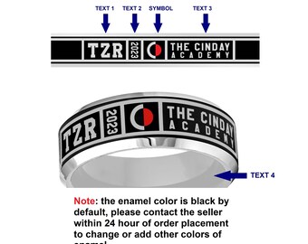 Fully Personalized Sterling Silver College Band Class Ring, High