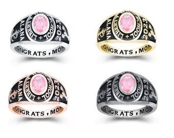 Best Value! Women's customizable class ring sterling silver/10K Gold for  high school and college-classic oval-Jour Nouveau Jewelry