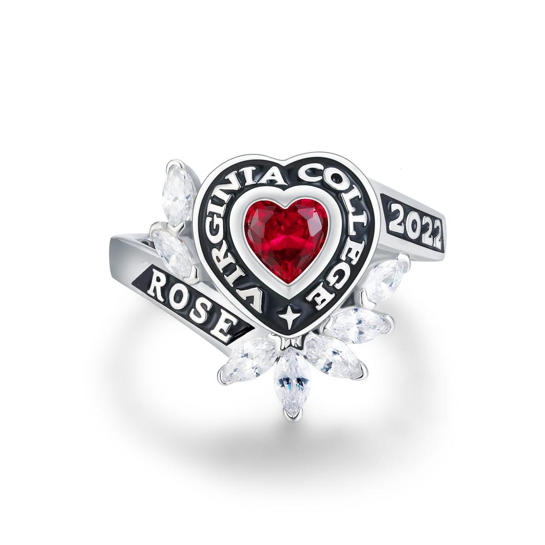 Lady Legend Class Rings Customizable Class Ring for Women, Exclulsive Design With Heart and ...