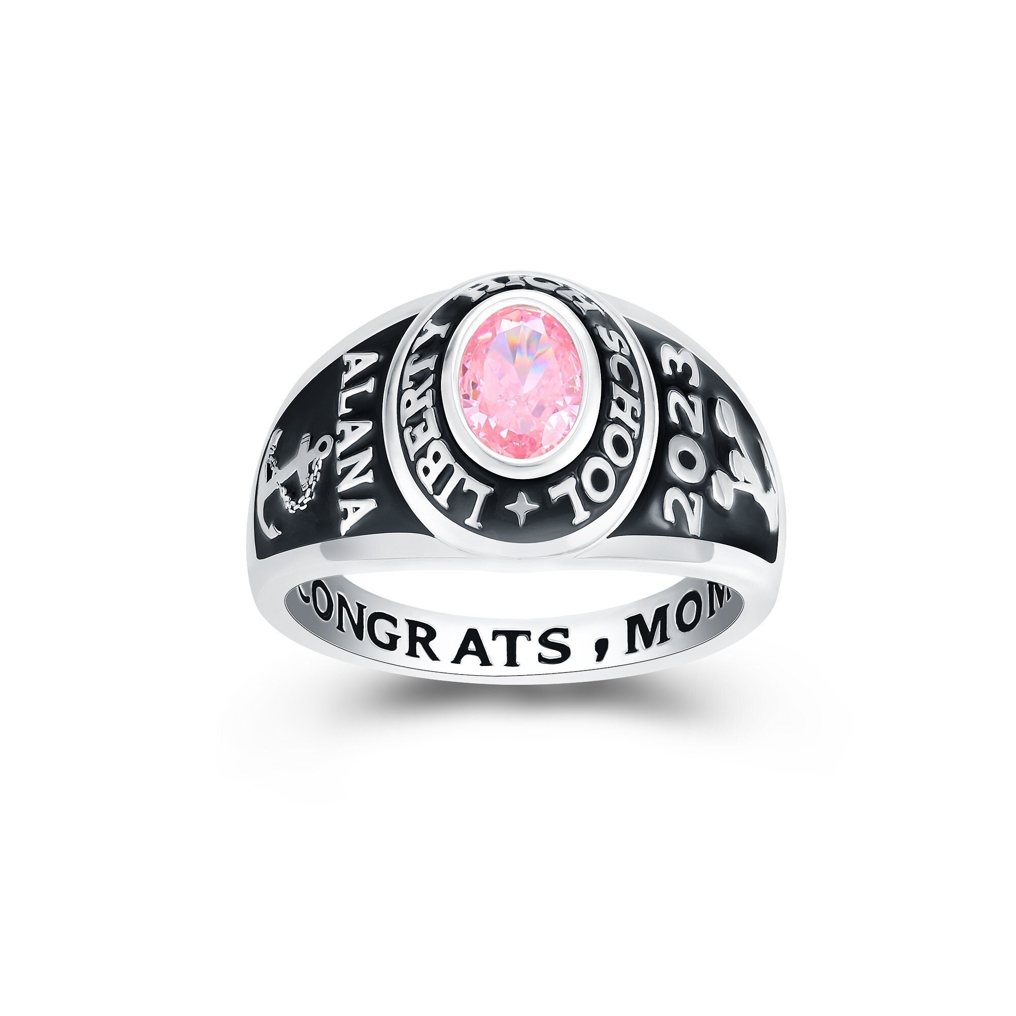 Custom School Class Ring, Jewelry for Woman, Sterling Silver High School  University Personalized Mementos Jewelry, Graduation Rings 2023