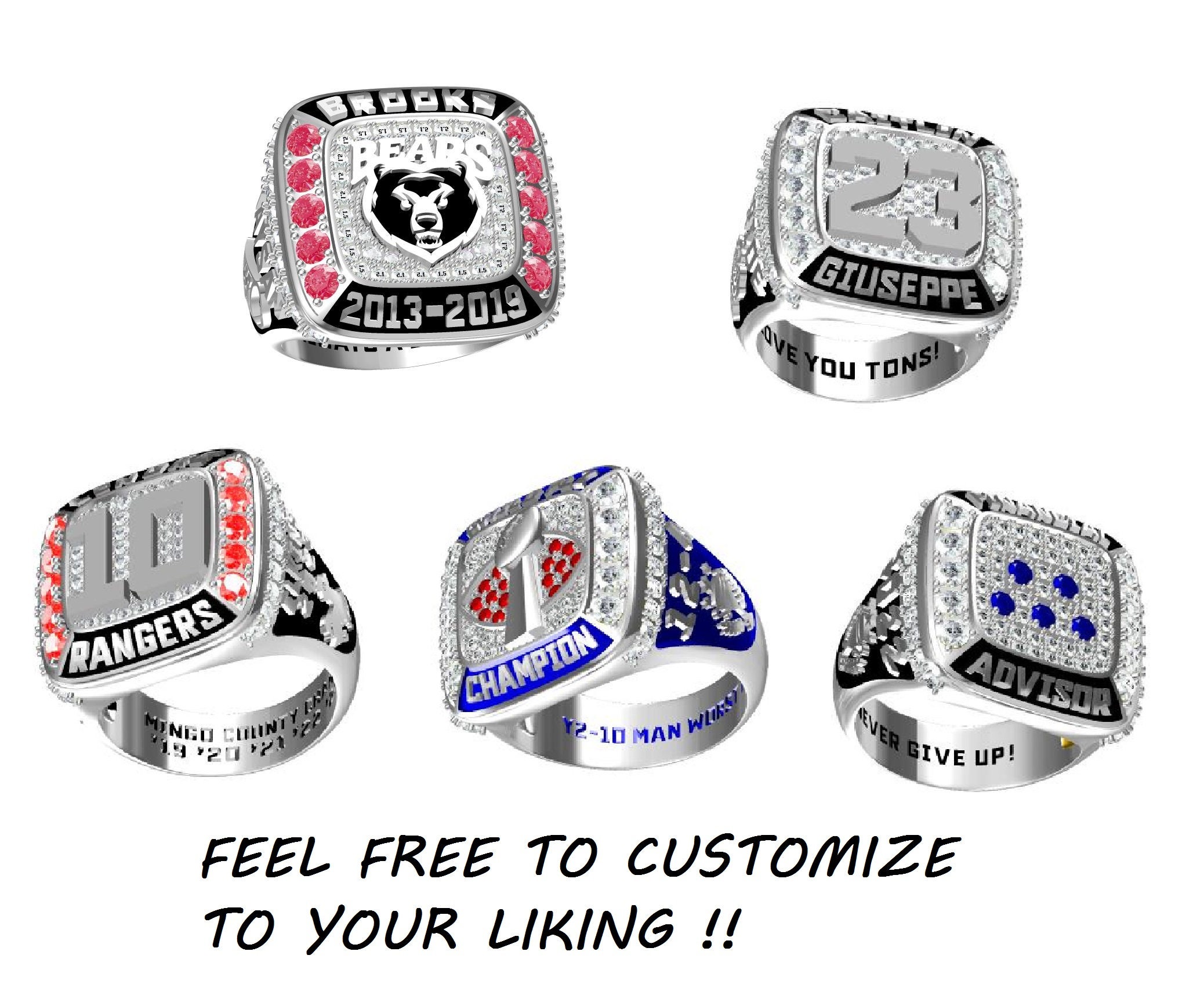 Custom Sports / Championship Ring -sterling Silver/10kt Gold ...
