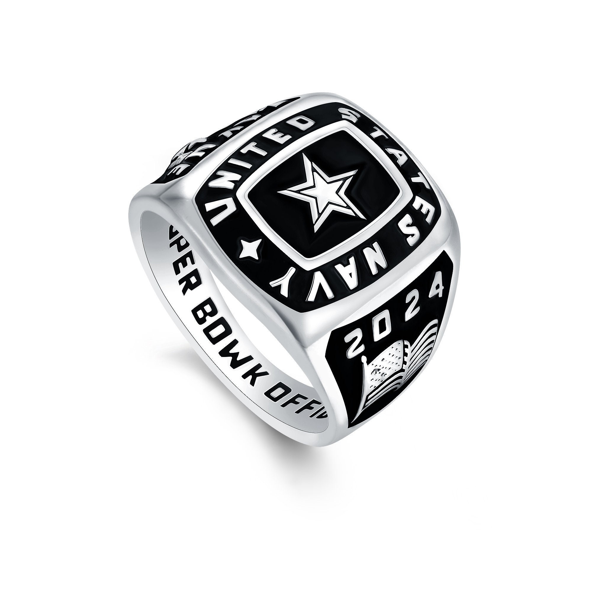 YVO Personalized Air Force Ring - Free Engraving Included - Black - Size  8|Amazon.com