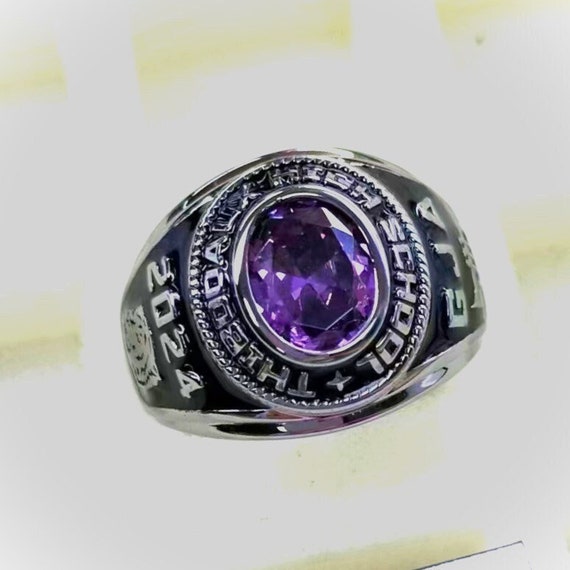 Custom Sterling Silver Class Ring For Men - Personalized 2024 Graduation Ring Gift - View #8