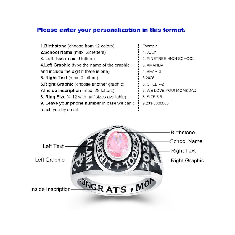 Best Value Class Ring! Women's customized graduation ring in sterling silver/10K Gold -classic oval-by Jour Nouveau Jewelry image 11