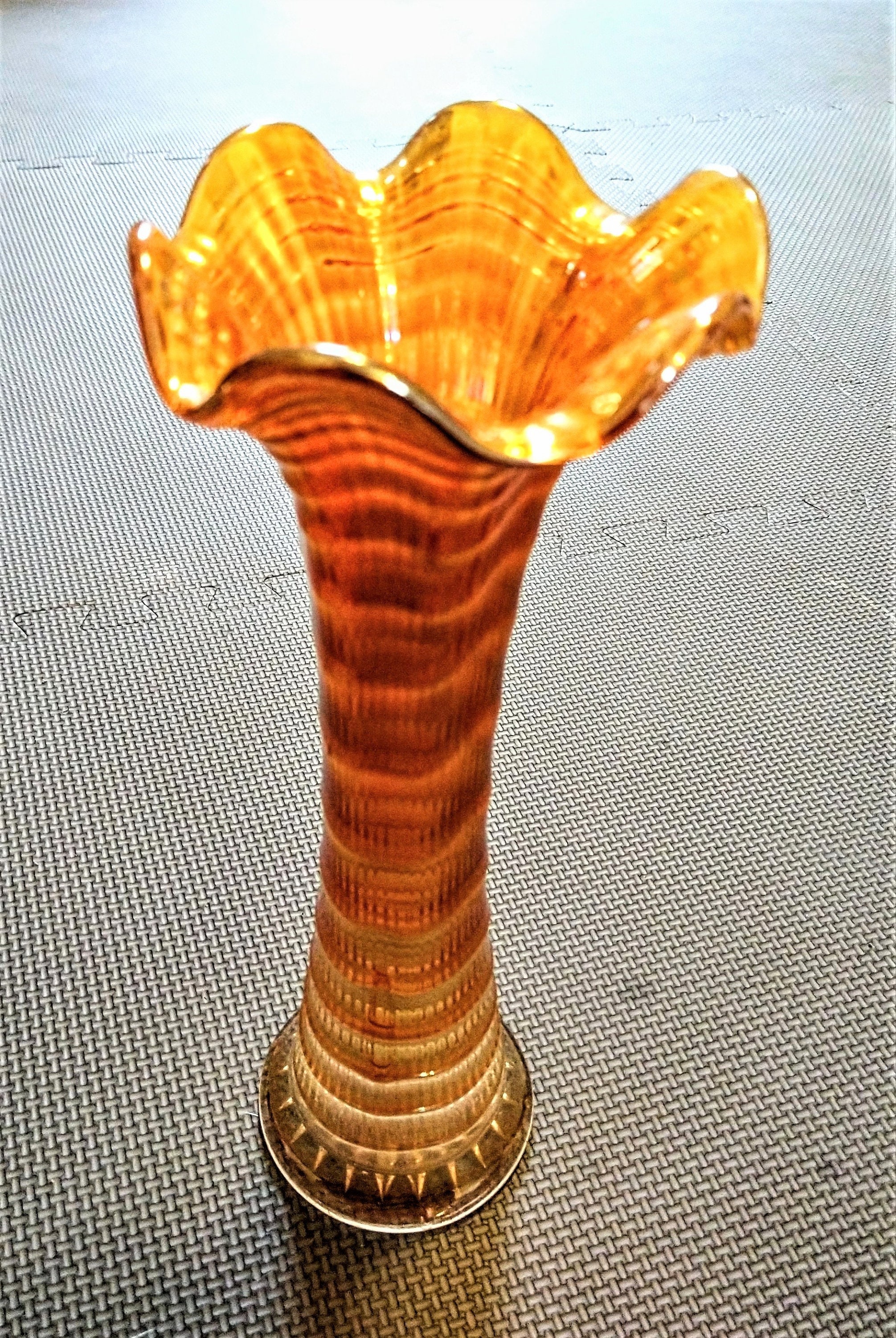 Marigold Carnival Swung Glass Imperial Ripple Funeral Vase Etsy
