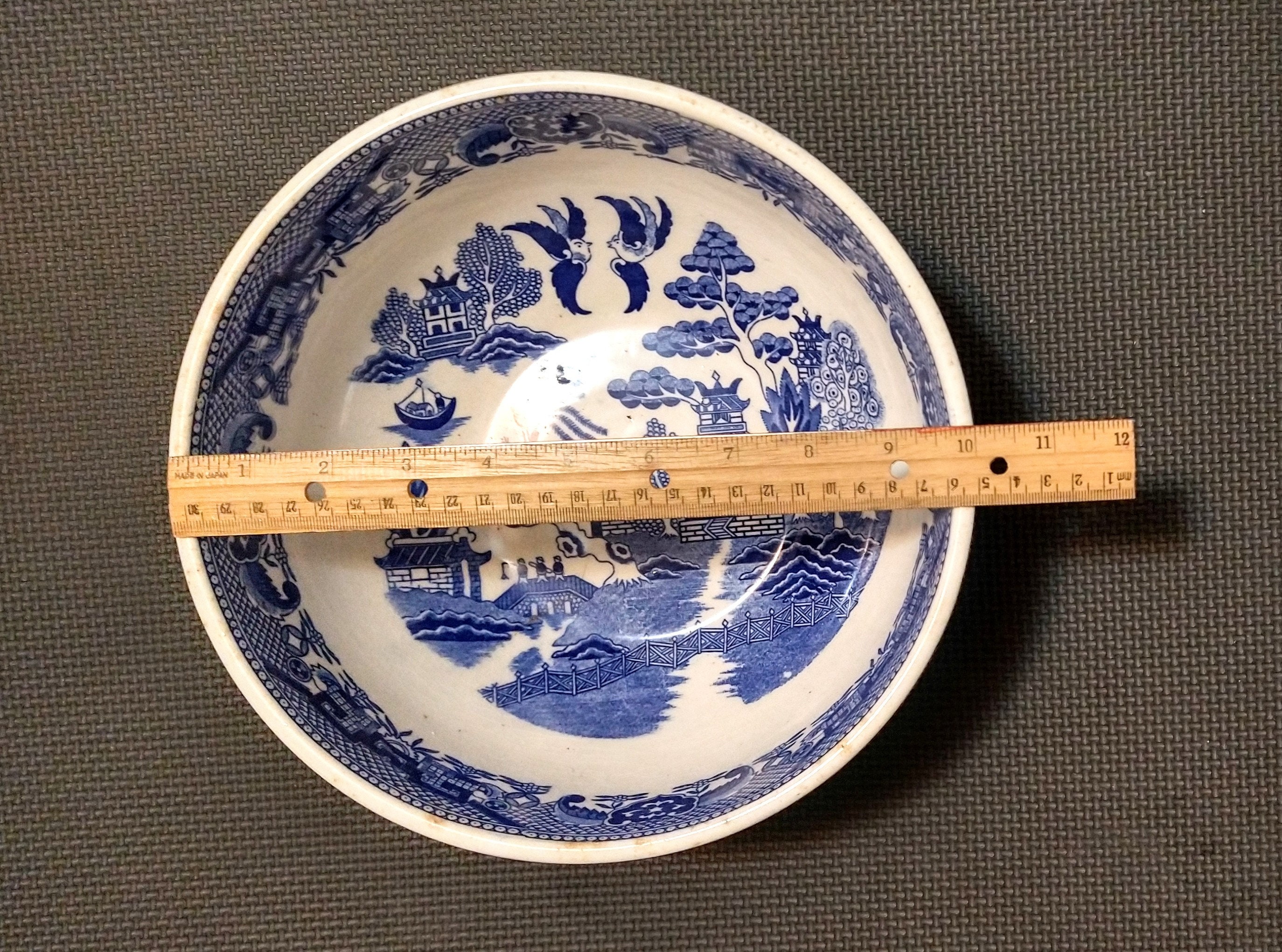 大きなブルーウィローサラダボウル - Etsy 日本