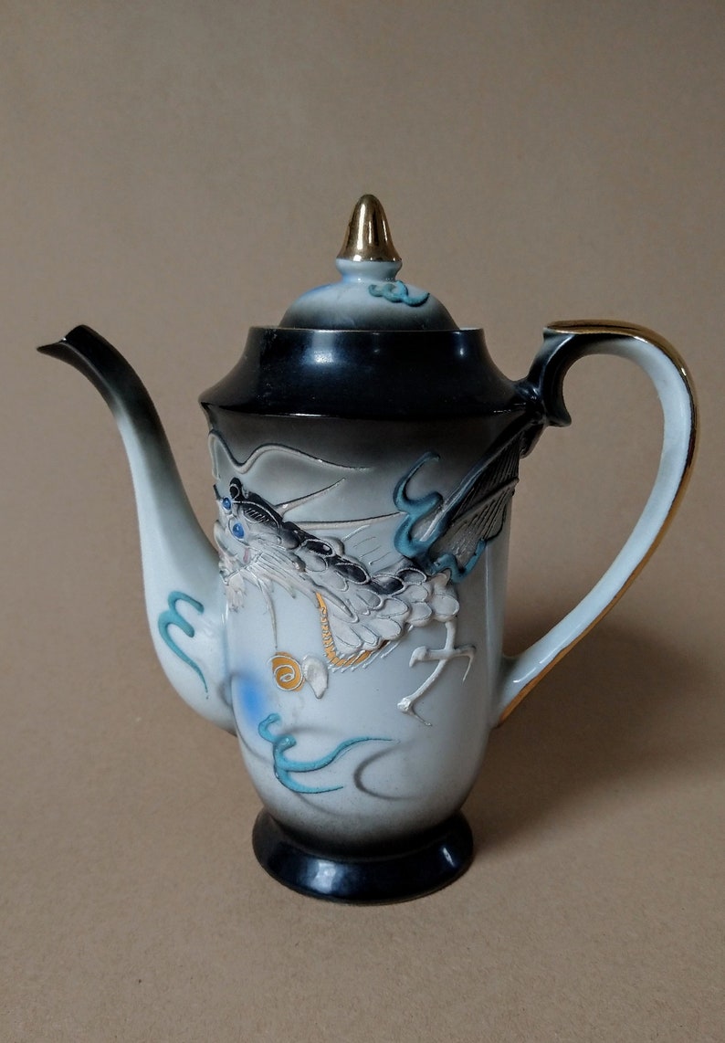 Japanese Moriage Dragonware Hand Painted Lithophane Tea Set Etsy