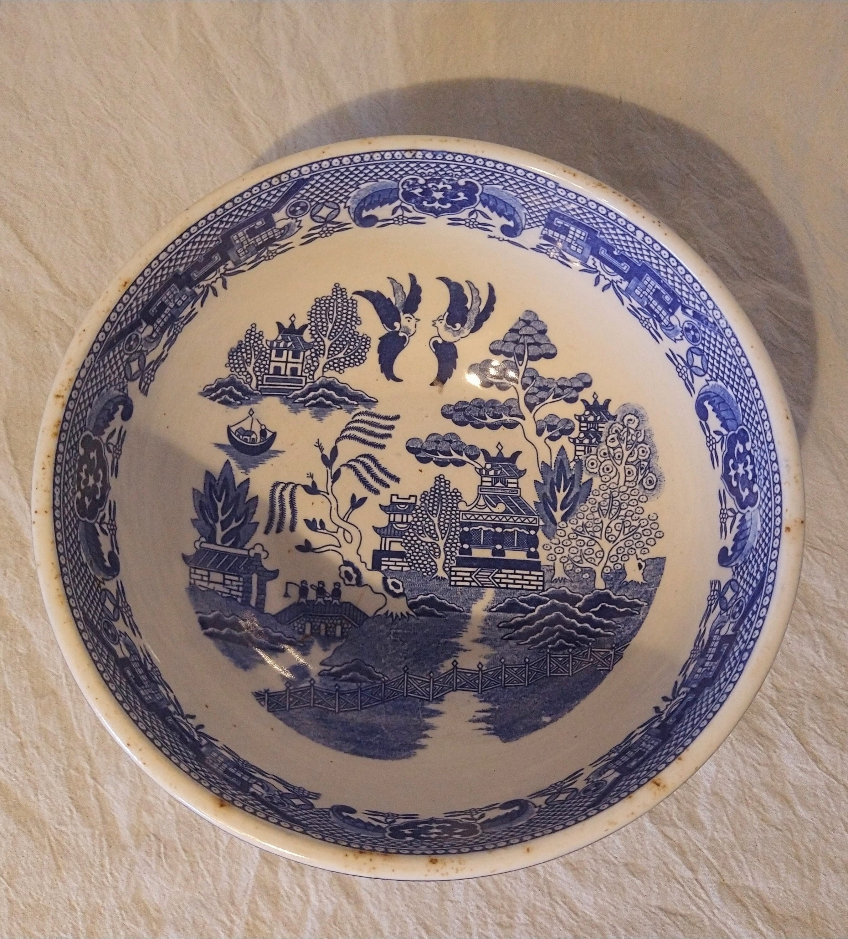 大きなブルーウィローサラダボウル - Etsy 日本