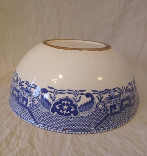 大きなブルーウィローサラダボウル - Etsy 日本