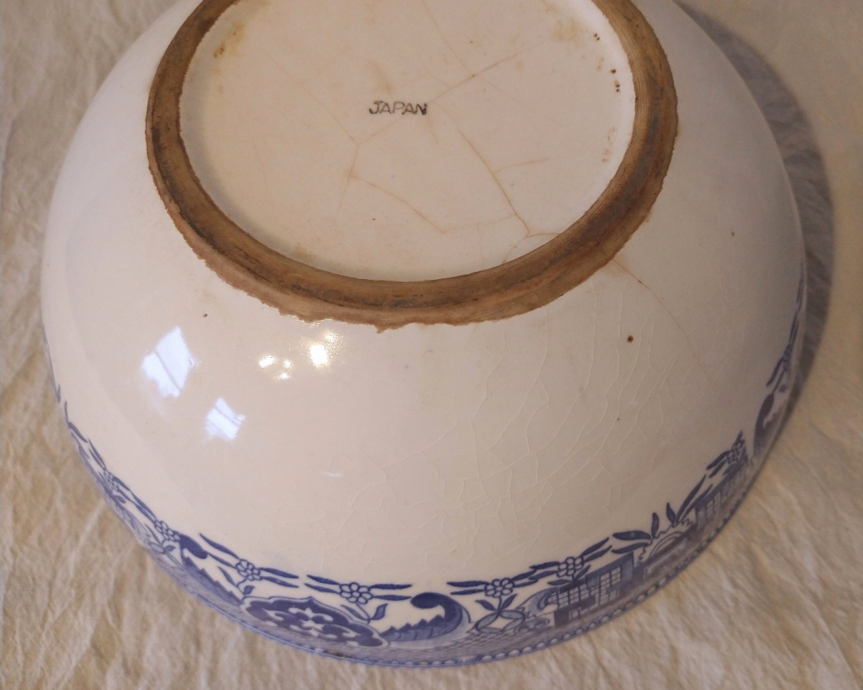 大きなブルーウィローサラダボウル - Etsy 日本