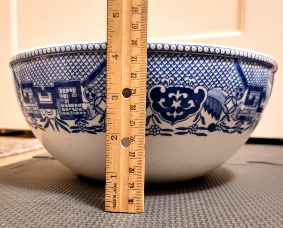 大きなブルーウィローサラダボウル - Etsy 日本