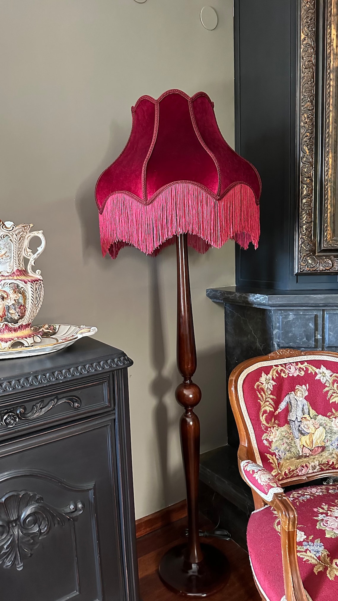 Victorian Style Floor Lamp: Handmade Velvet Shade With Fringes - Etsy