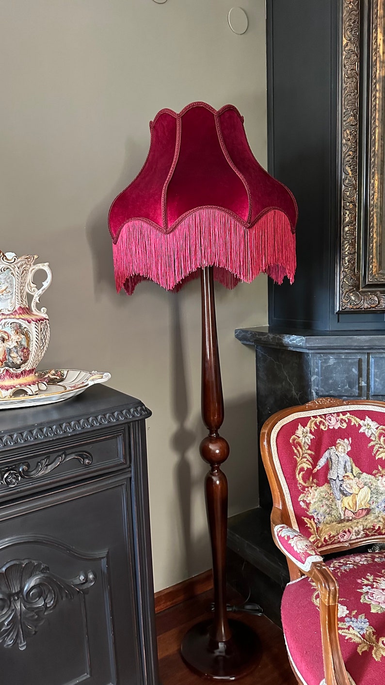 Victorian Style Floor Lamp: Handmade Velvet Shade With Fringes - Etsy