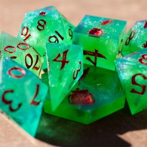 D&D Dice Set | Polyhedral Dice | dnd | Pathfinder dice | TTRPG Dice | TTRPG | Full Dice Set | Dice | Dice Set | Polyhedral | Green Dice