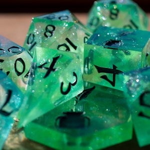 Polyhedral Dice Set | Full Dice Set | DND Dice | D&D | Pathfinder Dice | TTRPG Dice | TTRPG | Polyhedral Dice | Polyhedral Dice | Green Dice