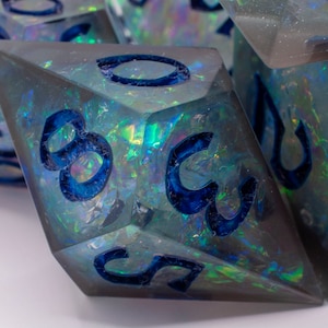 D&D Dice | Polyhedral Dice Set | dnd 5e | TTRPG Dice | 7 Piece Dice Set | Pathfinder Dice | Dice Set | D20 | Gray Dice | Dark blue Dice