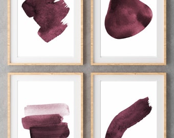 Maroon Abstract Wall Art Printables