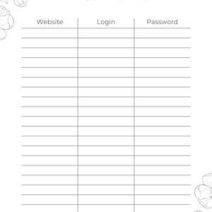 Password Tracker Printable & Fillable, Password Keeper, Password Organizer, Password Log, A4/A5/Letter/Half, Instant Download PDF