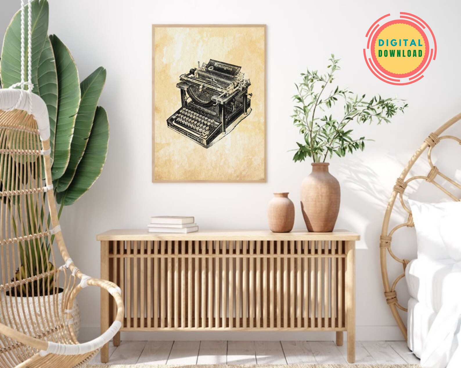 Vintage Typewriter Printable Wall Art, Digital Download, Old Fashioned