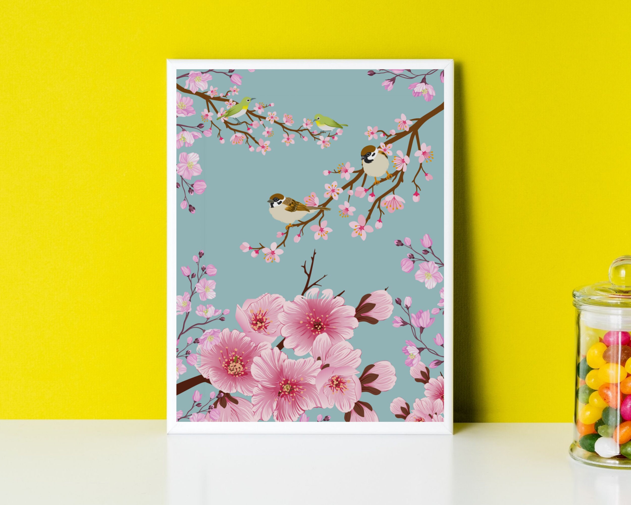 Cherry Blossom Wall Art Cherry Blossom and Birds Printable Etsy