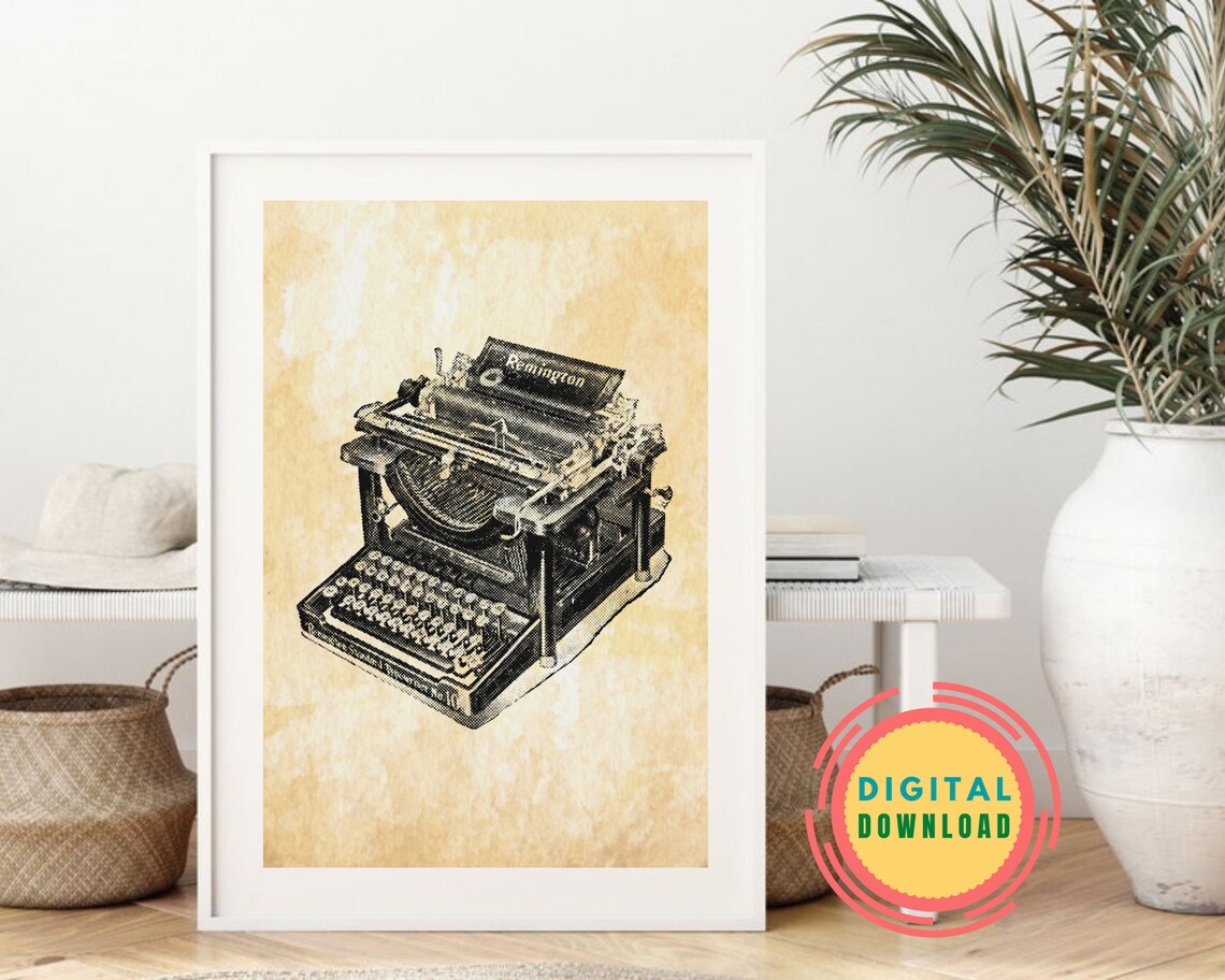 Vintage Typewriter Printable Wall Art, Digital Download, Old Fashioned