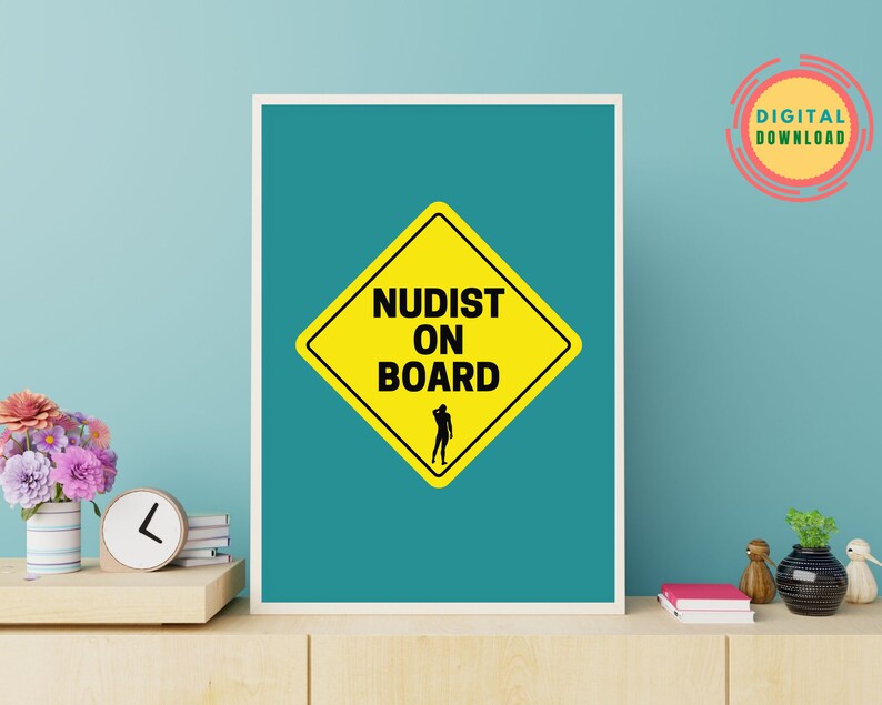 Nudist on Board Printable Art Car Sticker Design Digital - Etsy