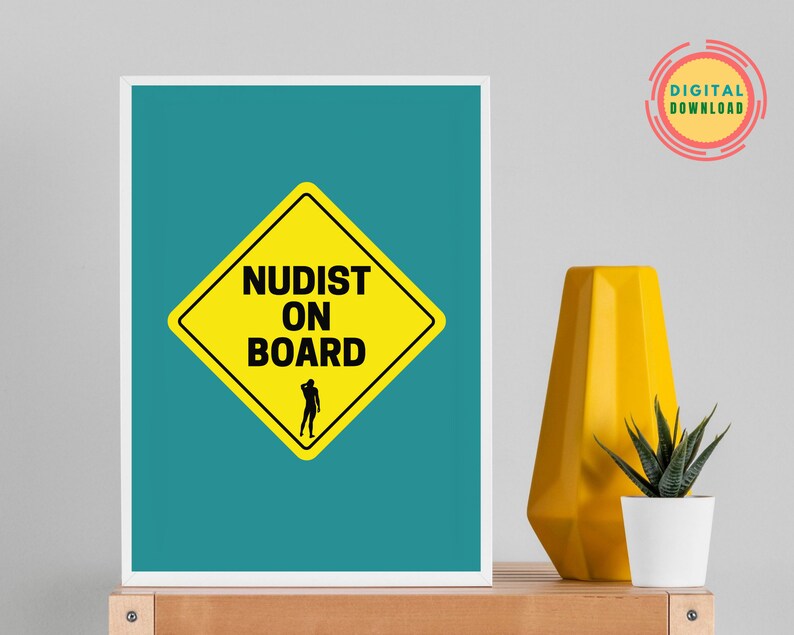 Nudist on Board Printable Art Car Sticker Design Digital - Etsy