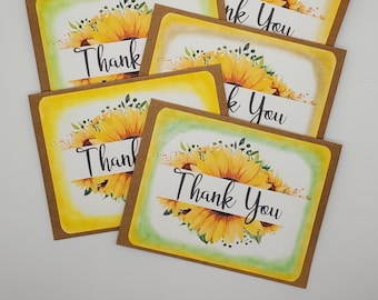 Sunflower Thank You Cards, Thank You Note Cards, Sunflower Note Card Set