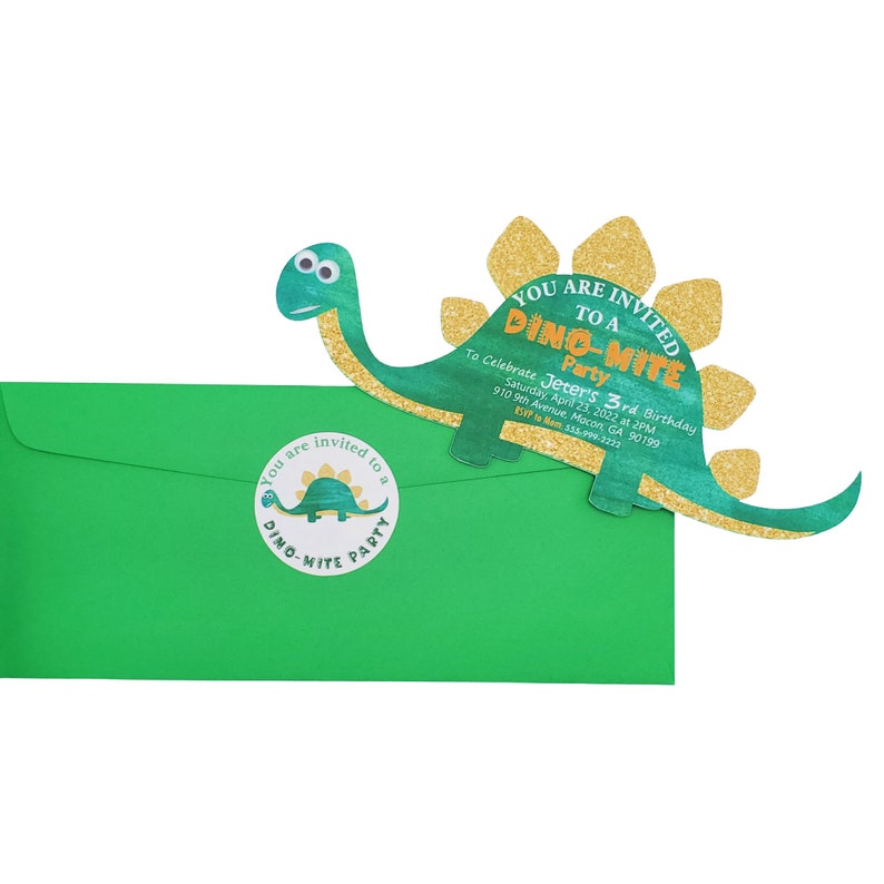 Dinosaur Birthday Party Invitations, PRINTED Invitations, Personalized