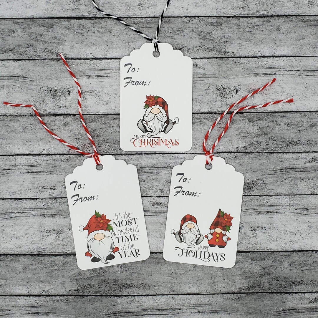 Gnome Christmas Gift Tags, Set of 24 Printed Holiday Tags - Etsy