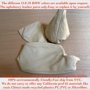 Fits BMW E46 3-Series All 1999 2000 2001 2002 2003 2004 2005 OEM Champagne color Leather Armrest cover,Shift,Brake Boots set Skin parts only