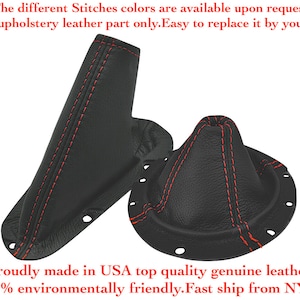 Fits 2003-2006 DODGE VIPER  New Shift & E Brake Boots Set Genuine Italian Top grain Leather black with Red stitch Manual Stick(Skins Only)