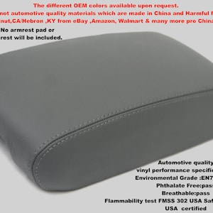Gray(MD GRAYSTONE) Armrest Center Console Lid Upholstery replacement vinyl Cover Fits the Jeep Grand Cherokee 2011-22 New(vinyl part only)