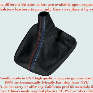 for All BMW E34 5-Series 1987–96 Manual Stick Black Genuine Italian Leather SHIFT BOOT M/// style stitches M5 M535i made by aaaupholster.com