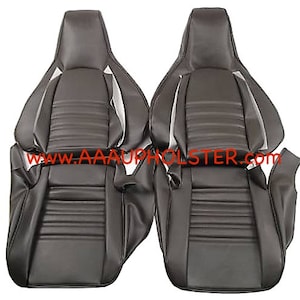 Porsche 911 944 951 964 968 Standard Seats Upholstery Recovery Kit 1986-1994 Black Vinyl covers center perforated made by AAAUPHOLSTER.com