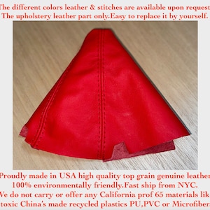 Fits 2003-2007 Honda Accord New Red Genuine Leather Shift Boot with Red Top Stitches (Leather Part Only) Manual Stick by AAAUPHOLSTER.com