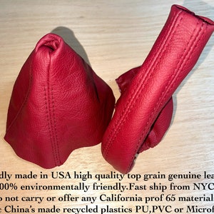 for BMW Z3 1995-2002 E36/7;E36/8 Manual New O.E.M. Classic Red  Genuine Leather SHIFT & E brake BOOT red top stitches by aaaupholster.com