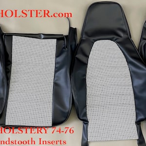 Fits Porsche 911, 912 (1974-1976) Front Standard Seats New Upholstery replacement Kit in Black Vinyl with Retro Houndstooth center inserts